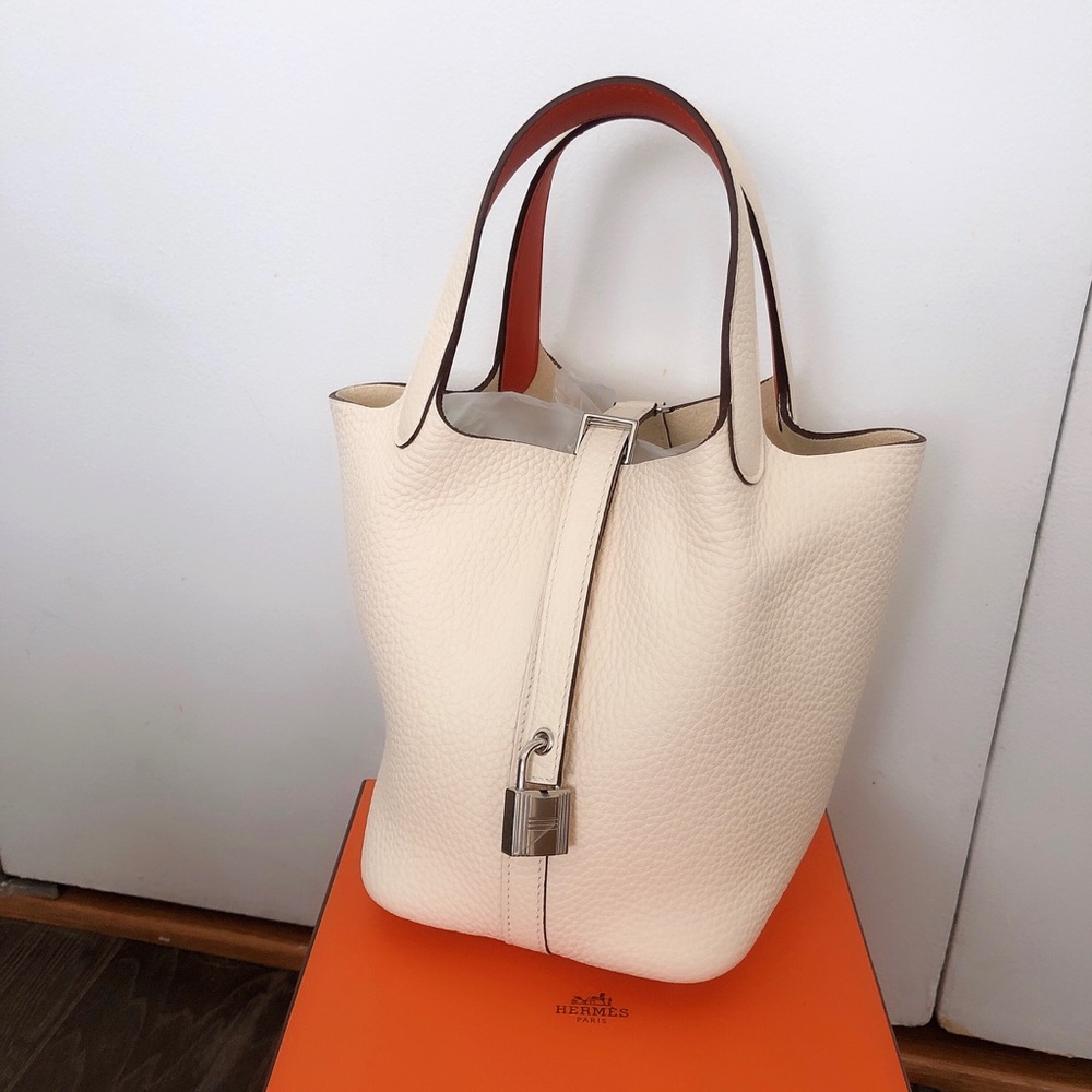 Hermes Picotin 18 Nata with orange